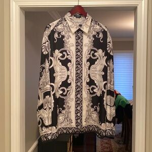 Versace Silver Baroque Silk Shirt size 58 (4X)